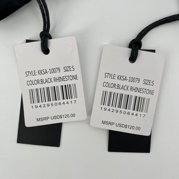 Kendall + Kylie Womens Black Rhinestone Bikini Set Two-Piece Swimsuit Small S - Picture 7 of 12